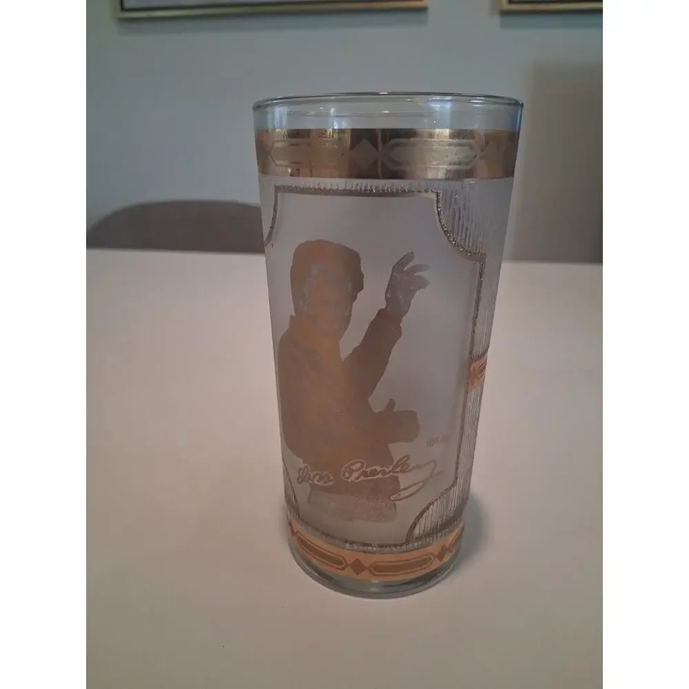 Vtg Culver Elvis Presley Graceland 22K Gold Highball Glass Tumbler 1970s Frosted